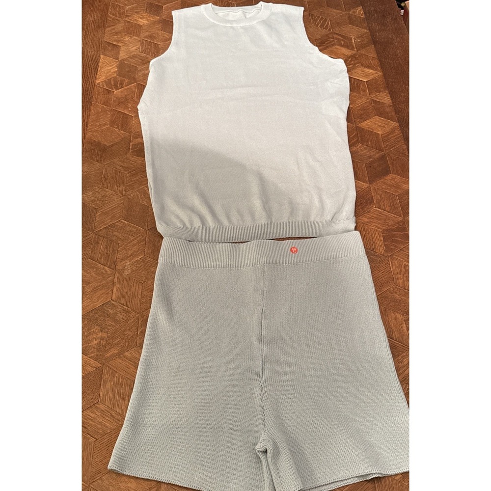New In Package Women's Short‎ Set Baby Blue 2 Piece Knit Jrynoeu